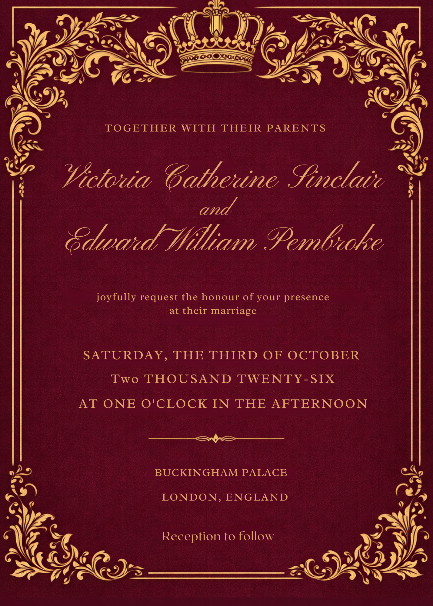 Wedding royal invitation