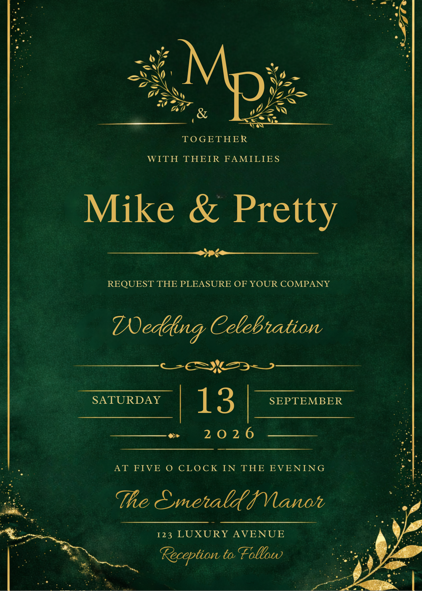 luxury emerald-green wedding invitation