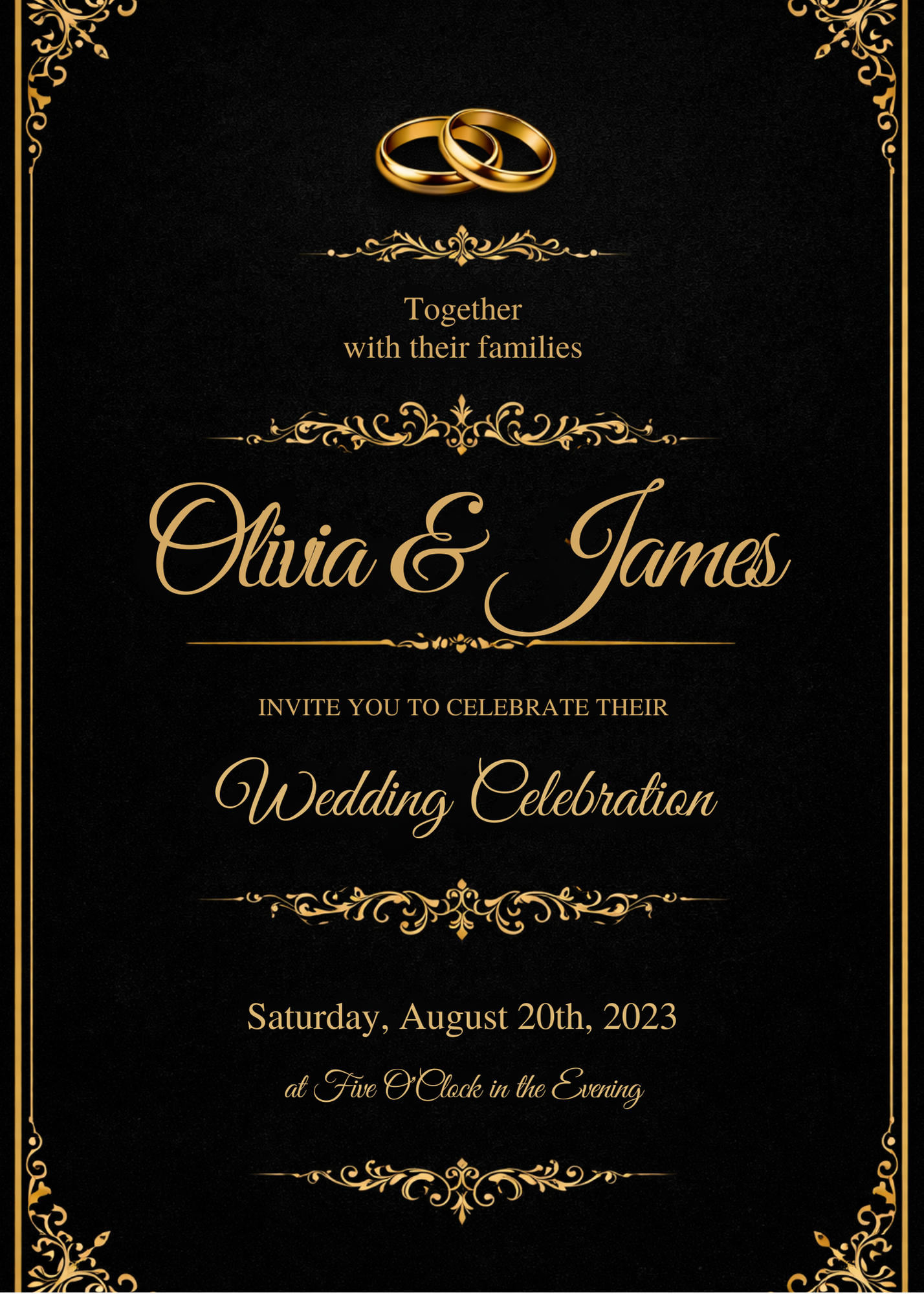 Wedding invitation dark elegant